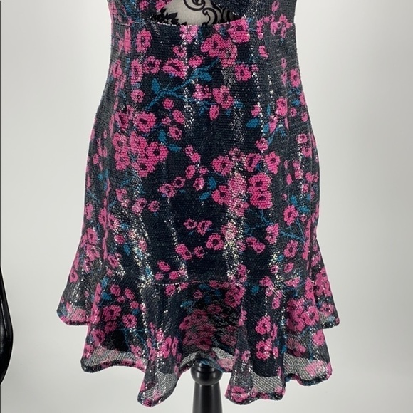 Wayf Janet Sequined Off-the-shoulder Mini Dress floral sparkly peekaboo cutout - Picture 8 of 14